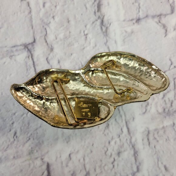 Vtg Exart Mexican Mixed Metals Belt Buckle Set of 2 Silver & Brass Handcrafted - Picture 2 of 7